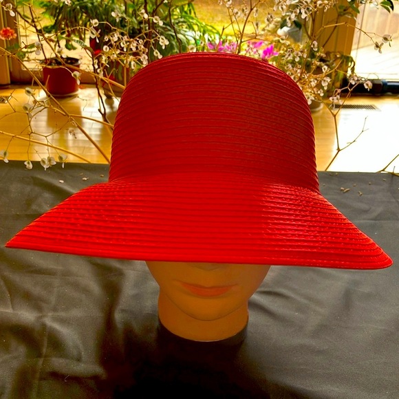 Red Satin Ribbon Hat - Picture 1 of 8
